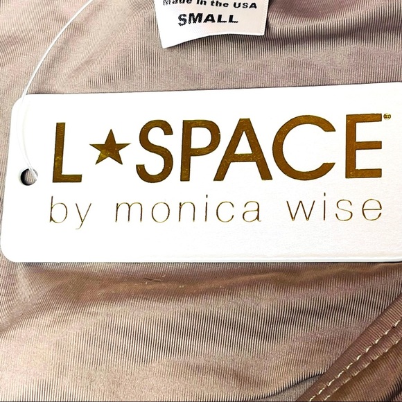 L*SPACE Jet Setter Gold Chain Side Hipster Bikini Bottom in Taupe Size Small - Picture 7 of 7